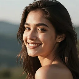 beautiful girlfriend close up shot smiling