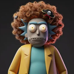 rick and morty fused with a lovecraft super fat space zombie wearing a exploding wig and a pirate patch, laser eye, photo, portrait, 3 d, high details, intricate details, by vincent di fate, artgerm julie bell beeple, 9 0 s, smooth gradients, octane render, 8 k, volumetric lightning, high contrast, duo tone, depth of field, very coherent symmetrical artwork