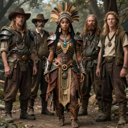 detailed ultrarealistic photography of charactersheet organic armor rustic robust tribal girl craig mullins, vallejo, leyendecker, norman rockwell, greg rutkowski, cinematic, full shot,
