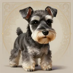 portrait of stoic looking miniature schnauzer, fantasy, intricate, elegant, highly detailed, digital painting, artstation, concept art, smooth, sharp focus, illustration, art by artgerm and greg rutkowski and alphonse mucha