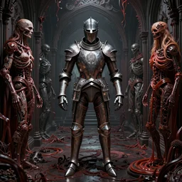 the biomechanical knight in dark putrid corridor, doom themed intricate artwork by josan gonzalez, h. r. giger, kilian eng, moebius, zdizslaw beksinski, very coherent artwork, cinematic, gothic, vibrant, octane render, unreal engine, 8 k, high contrast