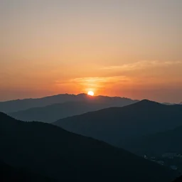 retro sunset mountains