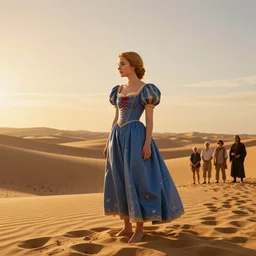 golden hour, epic proportion, beautifull hyper realistic rapunzel in a desert, gorgeous lighting by kim jung giu weta studio, artgerm, mucha, bautista and norman rockwell and greg rutkowski and tom bagshaw and james gurney and lucasfilm,