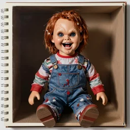 asset sheet, material study, screaming chucky doll by mark ryden