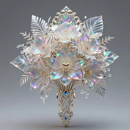 aasimar rococo and art nouveau fusion iridescent diaphanous refractive and reflective flower bouquet