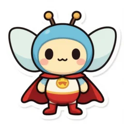 cute miss mascot papilord papilord mothim super hero sticker art, cronobreaker, beeple game icon