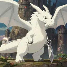 a wholesome animation key shot of a white dragon, castle in the background, studio ghibli, pixar and disney animation, sharp, rendered in unreal engine 5, anime key art by greg rutkowski, bloom, dramatic lighting