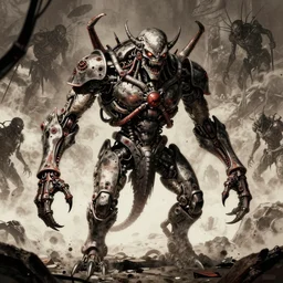 ancient biomech doomhost monster, inescapable bane of cowards, the dreaded by junji ito, norman rockwell, doug chiang, dan mumford