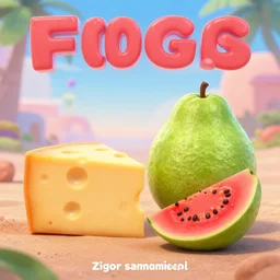Poster for a movie about the friendship between a piece of cheese and a guava. pixar style, 3d animation, render, zigor samaniego style