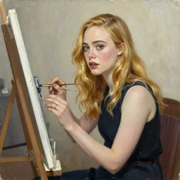 Elle Fanning painting by Bill Sienkiewicz