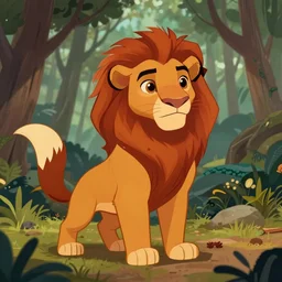 cartoon fox in forest | in the style of the lion king ( 1 9 9 4 )