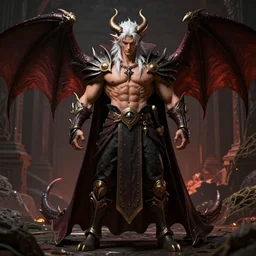 complex 3 d render hyper realistic full length illustration of a handsome! powerful athletically built white haired demon necromancer, d & d, medieval fantasy, draconic, character design, concept art, 8 k, hd, epic scene, dante's inferno, symmetrical, art by takeshi obata + billelis + hirohiko araki