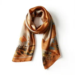 amber silk scarf, stylized 3d render, isolated on a pure white background, centered, entire object in frame, sharp focus, soft studio lighting