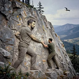zelensky carved into the side of a mountain, a detailed matte painting by samuel f. b. morse, trending on pexels, american scene painting, photo taken with ektachrome, creative commons attribution, matte painting