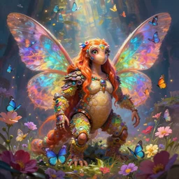 tardigradedream tardigrade feather wing digital art painting fantasy bloom vibrant style mullins craig and keane glen and apterus sabbas and guay rebecca and demizu posuka illustration character design concept colorful joy atmospheric lighting butterfly
