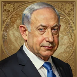 beautiful benjamin netanyahu, closeup, d & d, fantasy, intricate, elegant, highly detailed, digital painting, artstation, concept art, matte, sharp focus, illustration, art by artgerm and greg rutkowski and alphonse mucha