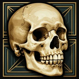 human skull, art deco style