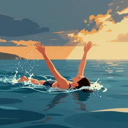 swimming in a sea of incredible joy, a simple textured vector based illustration, critical detail, contrasting colors, sharp focus, atmospheric dreamscape painting, wlop by ( behance contest winner and picasso )