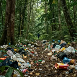 a very high resolution image from a new movie. amazon forest landscape, garbage plastic, fast food,. photorealistic, photography, directed by anthony russo