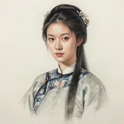perfect professional detailed sketch portrait woman in eastern clothes ultra realistic