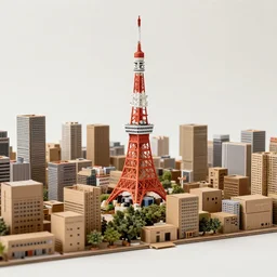 Tokyo skyline made entirely of cardboard boxes, nintendo labo, miniature diorama, macro photography