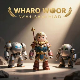 illustarion cute figurine woden robots