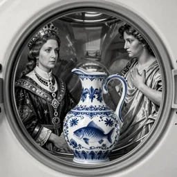 domiabra by noah howard, blue and white, detail on porcelain jug franz von stuck in a washing machine / rollenportrat of robed olga of kiev, jewels, josian wedgwood fish mugshot of ruth bernhard orpheus - euterpe, b + w artwork by franz von stuck
