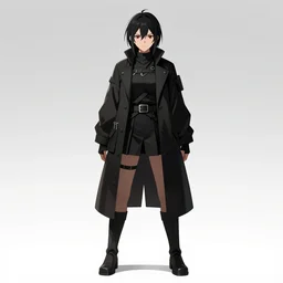 koyorin, female feral yokai, full body character portrait, outwear, mercenary, high - key, dark and mysterious, dynamic pose, commission, trending on pixiv, by masamune shirow, by brooke shaden