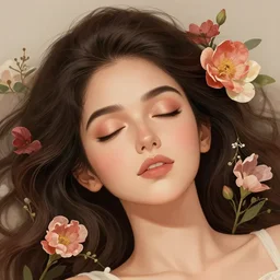 women relaxing, happy, flowers, absurdly beautiful, elegant, realistic ultrafine hyperrealistic detailed face illustration by amrita sher - gil, intricate linework, sharp focus, bright colors, matte, unreal engine highly rendered, global illumination, radiant light, intricate environment