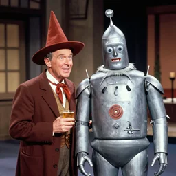 The Wizard of Oz behind the scenes with The Tin Man, full color production photograph from 1939