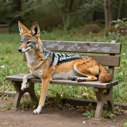 a bench imitating a jackal