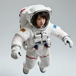 hikari shimoda, portrait of a young female astronaut going insane floating in a nebula, no helmet, flowing hair, lomography, colorful