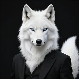 award winning beautiful portrait commission of a male furry anthro albino wolf fursona with a tail and a cute beautiful attractive detailed furry face wearing stylish black and orange cyberpunk biker clothes in a cyberpunk city at night while it rains. Character design by charlie bowater, ross tran, artgerm, and makoto shinkai, detailed, inked, western comic book art