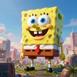 enormous spongebob looming above a city, seen from a distance, volumetric lighting, 8 k octane beautifully detailed render, post - processing, extremely hyper - detailed, intricate, epic composition, cinematic lighting, masterpiece, trending on artstation, masterpiece, stunning art by anders zorn, wonderful masterpiece by greg rutkowski, beautiful cinematic
