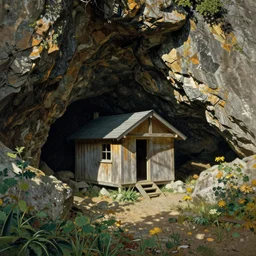 cabin in a cave by norman rockwell
