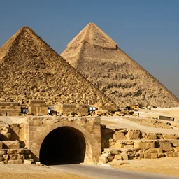 A train tunnel in the side of the Pyramid of Giza