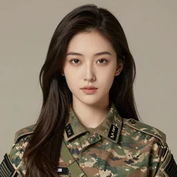 beautiful female soldier portrait, detailed, intricate, global illumination, symmetry, long hair