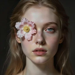 zero from drakengard by anato finnstark, artgerm and wlop, woman with flower on her eye, beautiful composition, pretty face