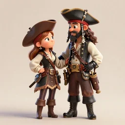 vintage. steampunk. loving pirate couple. art by pixar. 3 d render