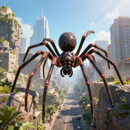 giant spiders attacking the city, realistic, arachnophobia, unreal engine 5, global illumination, detailed environment, bright colours, cinematic, atmosphere, 4 k
