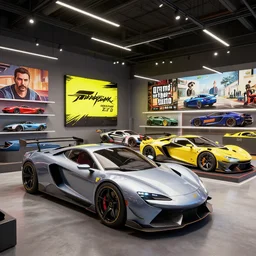 concept van in forza horizon, beamng, grand theft auto, need for speed, cyberpunk 2 0 7 7. art by filip hodas and artgerm. store indoor, studio, showroom, dealership, indoor display, convention, exhibition. rhads. 3 d render, surrealism, hyperrealism.