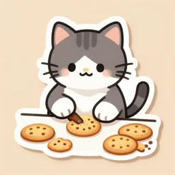 cat making biscuits sticker