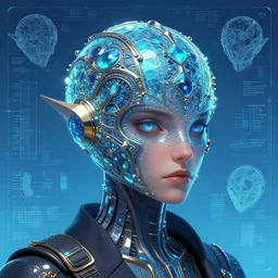 portrait of jewel orbhead commander in the style of Rob Lefield and Dan Mumford , trending on artstation, digital art,surrealism ,macro,blueprint ,vaporwave ,
