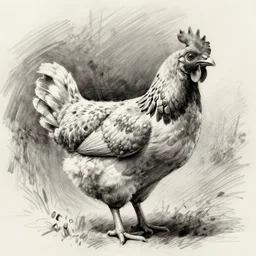 an scientific pencil sketch of a chicken