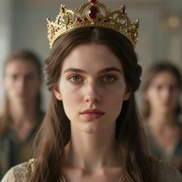 blurred background. close-up portrait of a goddess in crown, by Artem Chebokha by Anka Zhuravleva and Alena Aenami, Angus McKie, octane render, unreal engine, cinematic counter light, high detail, octane render, 4k