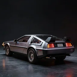 a corvette that looks like a delorean from back to the future, highly detailed, epic lighting, hyper photorealism, 8 k
