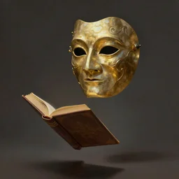 Magic Floating Thespian Mask reading a book, no body, bodyless, floating mask, Ivan Aivakovsky, Boris Vallejo, epic fantasy character art, D&D Concept Art, full length, Realistic, Regal, Refined, Detailed Digital Art, Oil Paining, Exquisite detail, post-processing, masterpiece, Cinematic Lighting, Unreal Engine, 8k, HD, Stanley Artgerm Lau, WLOP, Rossdraws, Frank Frazetta, Andrei Riabovitchev, Marc Simonetti, trending on artstation flawless