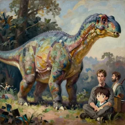 brontosaurus, ilya kuvshinov, john singer sargent, anime, trending on artstation, oil painting, intricate