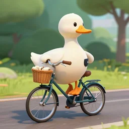 a duck riding a bicycle, unreal engine trending on artstation