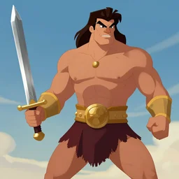 hercules holding a sword in the animated version digital art